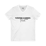 Winter Garden V-Neck Tee - Casual Comfort, Unisex