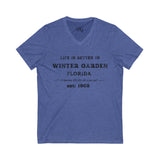 Life Is Better In Winter Garden V-Neck Tee - Casual Comfort, Unisex