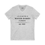 Life Is Better In Winter Garden V-Neck Tee - Casual Comfort, Unisex