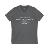 Life Is Better In Winter Garden V-Neck Tee - Casual Comfort, Unisex