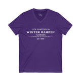 Life Is Better In Winter Garden V-Neck Tee - Casual Comfort, Unisex