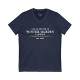 Life Is Better In Winter Garden V-Neck Tee - Casual Comfort, Unisex