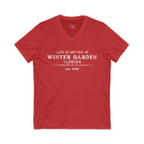 Life Is Better In Winter Garden V-Neck Tee - Casual Comfort, Unisex