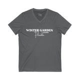 Winter Garden V-Neck Tee - Casual Comfort, Unisex