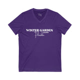 Winter Garden V-Neck Tee - Casual Comfort, Unisex