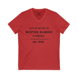Life Is Better In Winter Garden V-Neck Tee - Casual Comfort, Unisex
