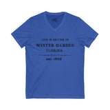 Life Is Better In Winter Garden V-Neck Tee - Casual Comfort, Unisex