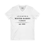 Life Is Better In Winter Garden V-Neck Tee - Casual Comfort, Unisex
