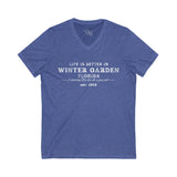 Life Is Better In Winter Garden V-Neck Tee - Casual Comfort, Unisex