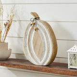 Wooden Mango Wood White Pumpkin Figurine Fall Decor 12"