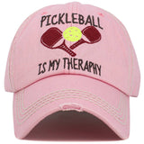 Pickleball Therapy Washed Vintage Ballcap: BLK