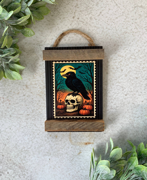 Raven and Skull Sign, Halloween Sign, Halloween Gift