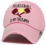 Pickleball Therapy Washed Vintage Ballcap: BLK