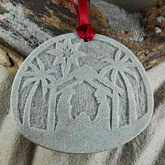 Nativity Under Palms Sand Ornament