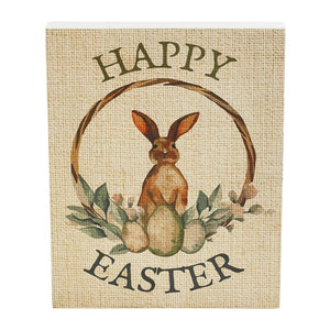 Happy Easter Sign With Bunny & Eggs