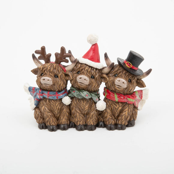 Xmas Highland Cow Trio - small