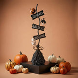 Black Metal Halloween Broom Statue