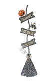 Black Metal Halloween Broom Statue