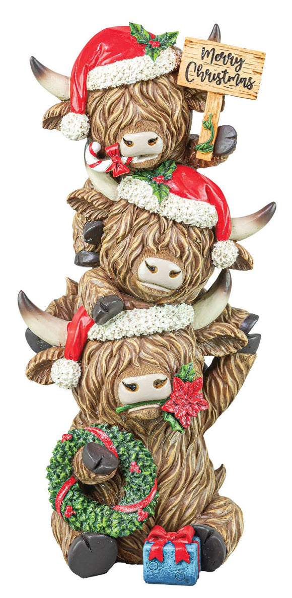 FESTIVE HIGHLAND COW STACKER
