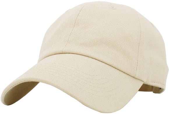 Blank Low Profile Cotton Baseball Cap: Ivory