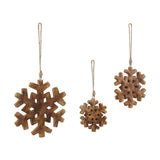 Large Wooden Snowflake Christmas Ornament Set 3pc