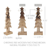 Christmas Tree Two-Toned Natural Wood Figurine 11.75in