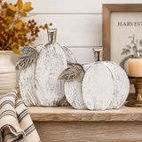 Whitewashed Wood Pumpkin Set | Rustic Fall Home Decor