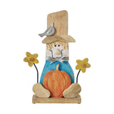 Rustic Painted Scarecrow 16.5" Farmhouse Fall Harvest Decor