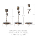 Bow Candlestick Holders Burnished Metal Set of 3