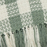 Pistachio Green Check Woven Throw Blanket with Fringe 50x60