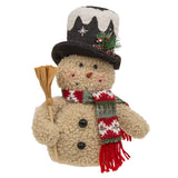 Plush Rustic Holiday Snowman Sitter -2 Assorted