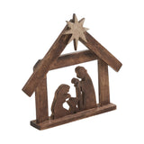 Christmas Nativity Manger 10" Dark Wood