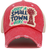 Just A Small Town Girl Meshback Ballcap: BLK-KHK