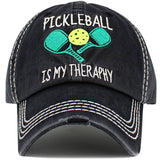 Pickleball Therapy Washed Vintage Ballcap: DBL