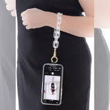 Clip & Go Crossbody Ice Chain Phone Accessory : White Chain with Golden Pouch