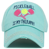 Pickleball Therapy Washed Vintage Ballcap: BLK