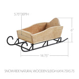 Wood Christmas Sleigh Tabletop Decor 14.75 Inch
