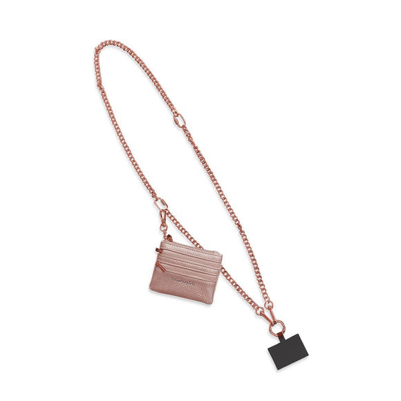 Clip & Go Crossbody Chain w/Zippered Pouch: Rose Gold