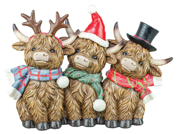 HOLIDAY CHARACTERS HIGHLAND COW TRIO