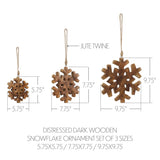 Large Wooden Snowflake Christmas Ornament Set 3pc