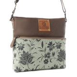 Wildprint Trail upcycled canvas crossbody Bag for Women in sage with floral detail: Sage