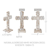 Ornate Wooden Tabletop Cross Distressed White 13"