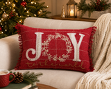 Red Joy Christmas Throw Pillow 14x20 Joy to the World