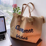 Large Embroidered Tote Bag: Pink