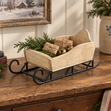 Wood Christmas Sleigh Tabletop Decor 14.75 Inch