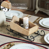 Wood Christmas Sleigh Tabletop Decor 14.75 Inch