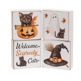 Welcome Scaredy Cat 2" Sq. Block - 4 Assorted