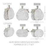 Whitewashed Wood Pumpkin Set | Rustic Fall Home Decor