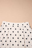 White Polka Dot Ruffled Slit Maxi Skirt