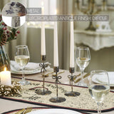 Bow Candlestick Holders Burnished Metal Set of 3